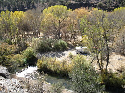 Grapevine campground on Middle fork, Gila river