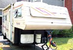 1984 Sunline F-1850 Fifth Wheel. Front, with Gooseneck 2-5/16" Ball Hitch. Newly installed spare single propane tank. Will be adding second battery...