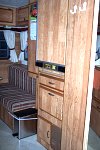 1984 Sunline F-1850 Fifth Wheel. Dometic refrigerator, 3.9 cu ft above, furnace below & handy little trash can which takes grocery bags as liners....