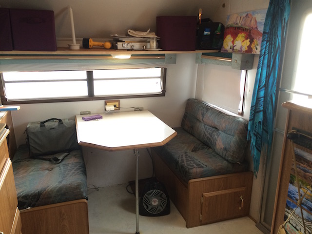 Dinette before renovation (note that I removed the cabinet face above the dinette. I don't use it as a bunk bed.