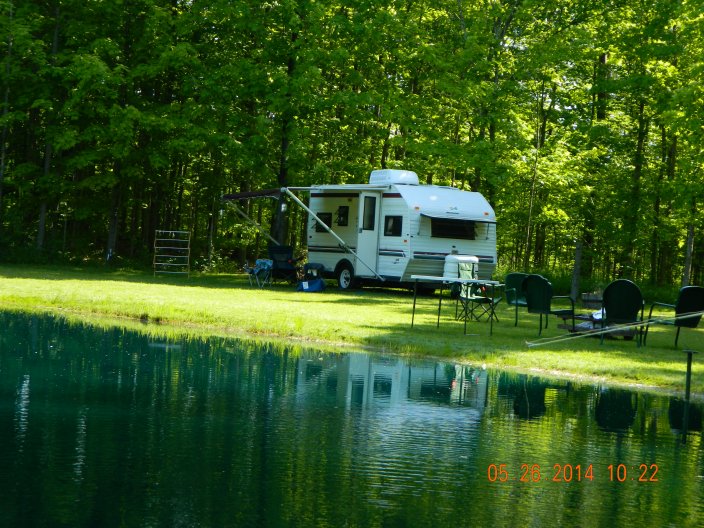 Camping at my parents pond for Memorial Day.  Our first camping trip in it.