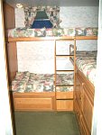 bunks with bed spreads made in factory to match curtians